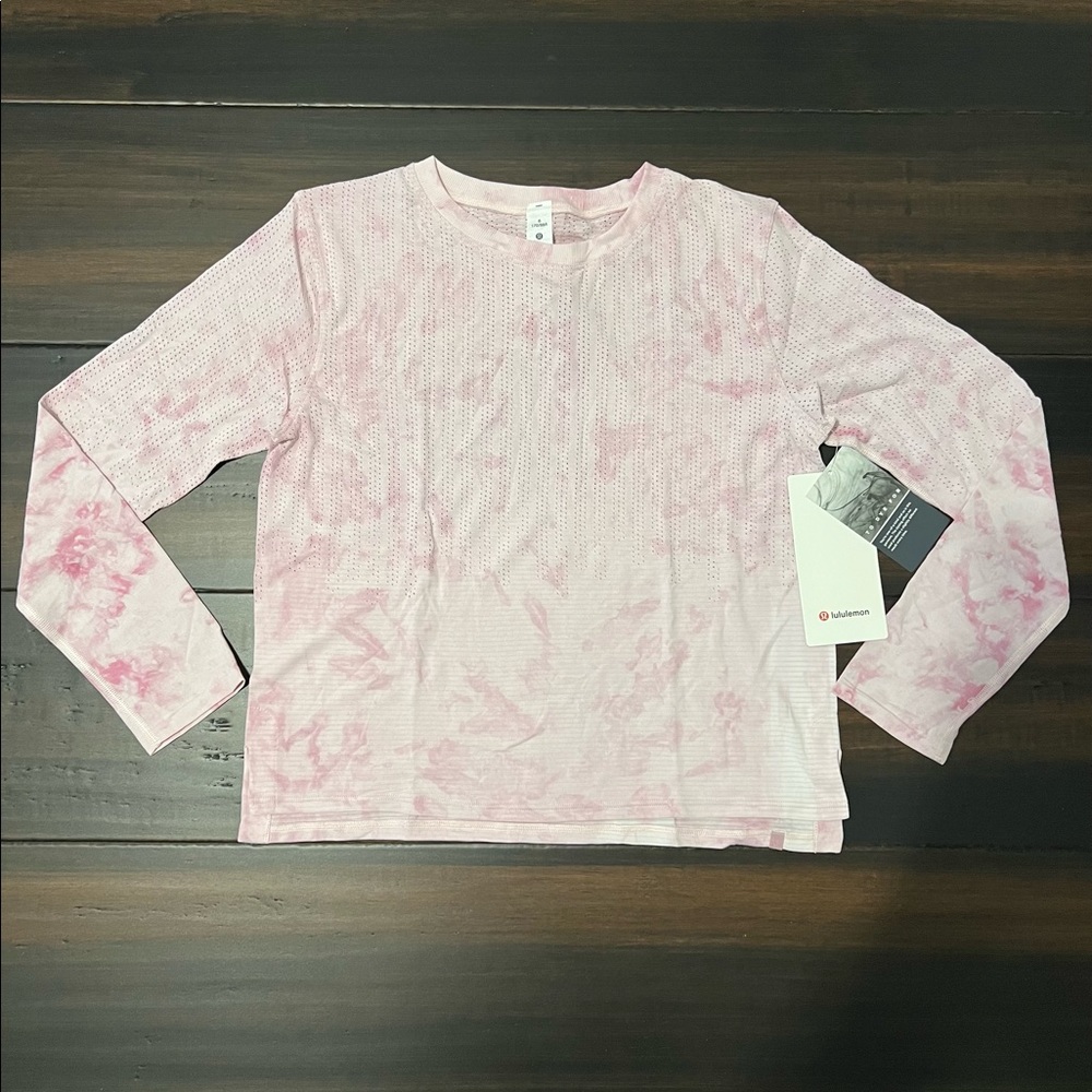 NWT Lululemon Train To Be Long Sleeve top pink/white tie dye RSPT size 6 - Picture 5 of 10